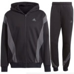 Adidas Tuta Completa Sportwear Fleece Hooded Nero Grigio Uomo Cappuccio Felpata IJ6066 Alexanderjohn.it