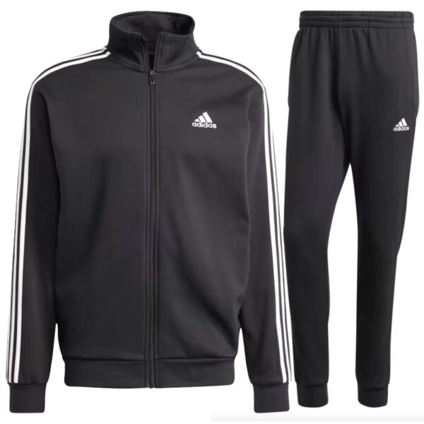 Adidas Tuta Completa Basic 3 Stripes Fleece Nero Uomo Felpata IJ6067 AXJN Alexanderjohn.it