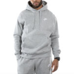 Nike Tuta Completa Felpata Cappuccio NSW Club Fleece Hoodie Grigio Uomo BV2654-063 / BV2671-063 axjn alexander john shoes alexanderjohn.it tuta felpata con cappuccio invernale