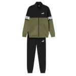 Puma Tuta Completa Felpata Power Colorblock Suit Uomo Nero Verde 670038 73 tuta invernale inverno axjn alexander john shoes alexanderjohn.it