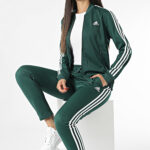 Adidas Tuta Completa 3 Stripes Essentials Verde Donna IJ8785 Tuta da donna intera felpa pantalone axjn alexander john shoes alexanderjohn.it