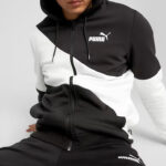 Puma Tuta Completa Felpata Cappuccio Colorblock Uomo Nero Bianco 675972 01 alexander john shoes tuta invernale inverno scontate AXJN Alexander John