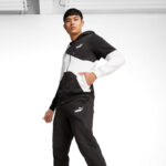 Puma Tuta Completa Felpata Cappuccio Colorblock Uomo Nero Bianco 675972 01 alexander john shoes tuta invernale inverno scontate AXJN Alexander John
