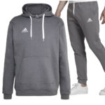 Adidas Tuta Uomo Entrada 22 Grigio Felpata HB0578 - H57531 tuta completa da uomo felpa con cappuccio pantalone felpato