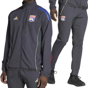 Adidas Olympique Lyonnais Tuta Completa Nero Fumo JL9479/JL9451 uomo ragazzi calcio sport microfibra