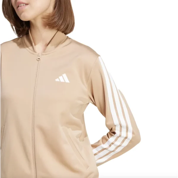 Adidas 3 Stripes Essentials Tuta Completa Beige Donna JX0507 Acetato palestra ginnastica leggera