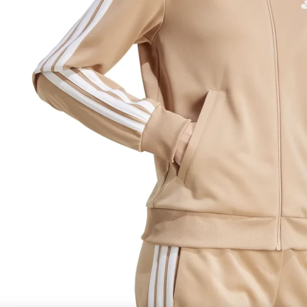 Adidas 3 Stripes Essentials Tuta Completa Beige Donna JX0507 Acetato palestra ginnastica leggera