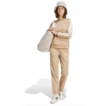 Adidas 3 Stripes Essentials Tuta Completa Beige Donna JX0507 Acetato palestra ginnastica leggera