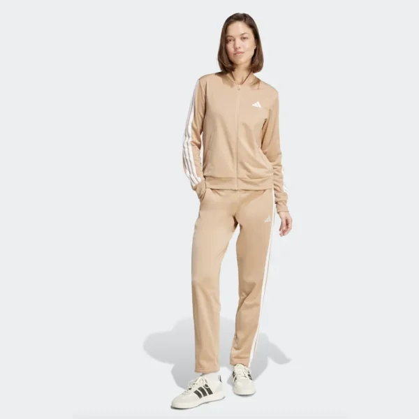 Adidas 3 Stripes Essentials Tuta Completa Beige Donna JX0507 Acetato palestra ginnastica leggera