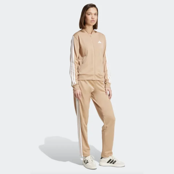 Adidas 3 Stripes Essentials Tuta Completa Beige Donna JX0507 Acetato palestra ginnastica leggera