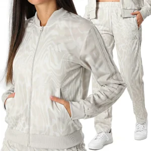 Adidas 3 Stripes Essentials Tuta Completa Beige Multi Donna JD2681 Acetata palestra sport ginnastica pallavolo danza pilates