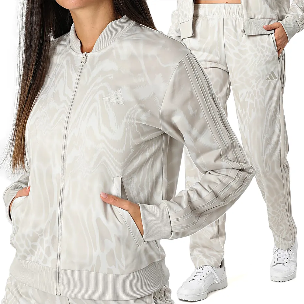 Adidas 3 stripes essentials tuta completa Beige multicolor donna JD2681 - 1 Adidas 3 Stripes Essentials Tuta Completa Beige Multi Donna JD2681 Acetata palestra sport ginnastica pallavolo danza pilates