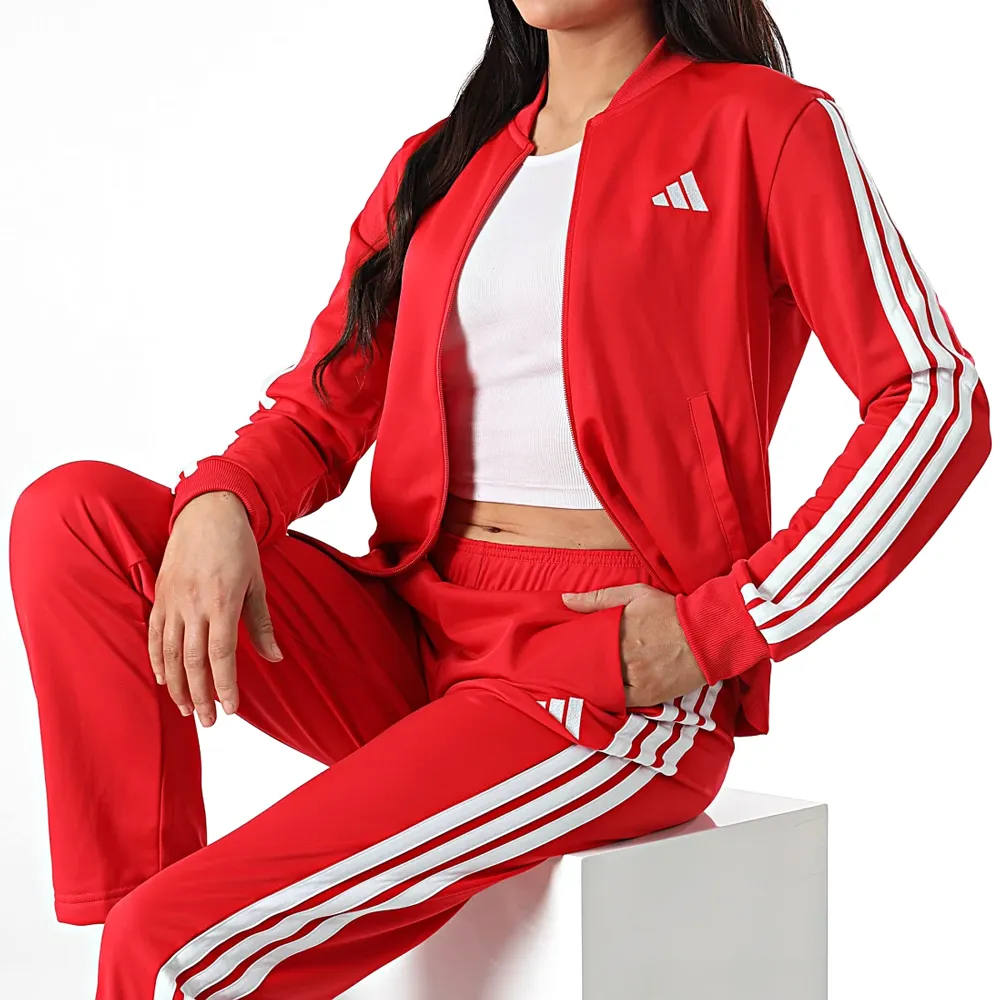 Adidas 3 stripes essentials tuta completa Rosso donna JD2684 - 1 Adidas 3 Stripes Essentials Tuta Completa Rosso Donna JD2684 acetato palestra ginnastica pilates