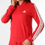 Adidas 3 Stripes Essentials Tuta Completa Rosso Donna JD2684 acetato palestra ginnastica pilates