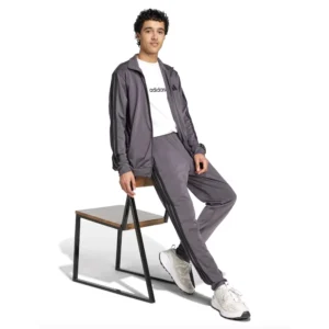 Adidas 3 Stripes Basic Tuta Completa Grigio Nero Uomo JI8856 acetata comoda microfibra