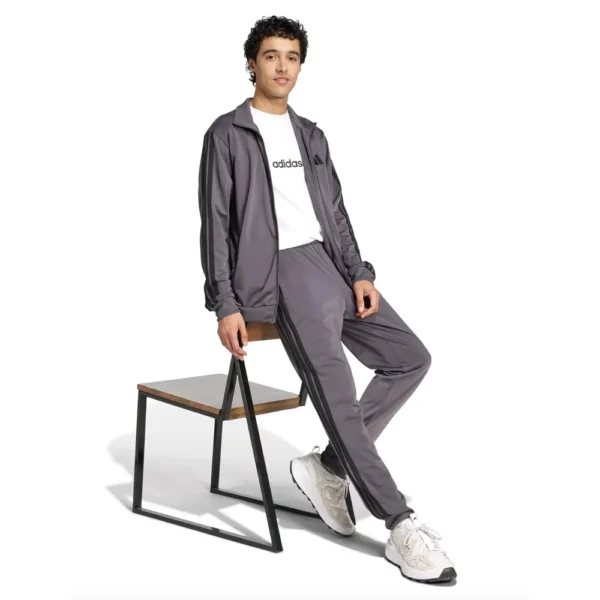Adidas 3 Stripes Basic Tuta Completa Grigio Nero Uomo JI8856 acetata comoda microfibra