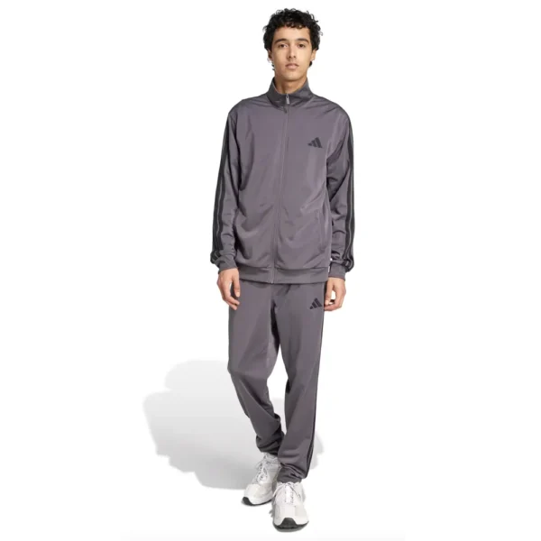 Adidas 3 Stripes Basic Tuta Completa Grigio Nero Uomo JI8856 acetata comoda microfibra