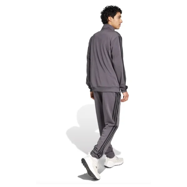 Adidas 3 Stripes Basic Tuta Completa Grigio Nero Uomo JI8856 acetata comoda microfibra