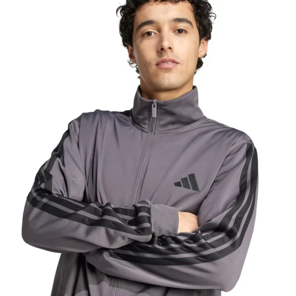 Adidas 3 Stripes Basic Tuta Completa Grigio Nero Uomo JI8856 acetata comoda microfibra