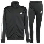 Adidas 3 Stripes Basic Tuta Completa Nero Bianco Uomo JI8858 acetata comoda palestra ginnastica casa