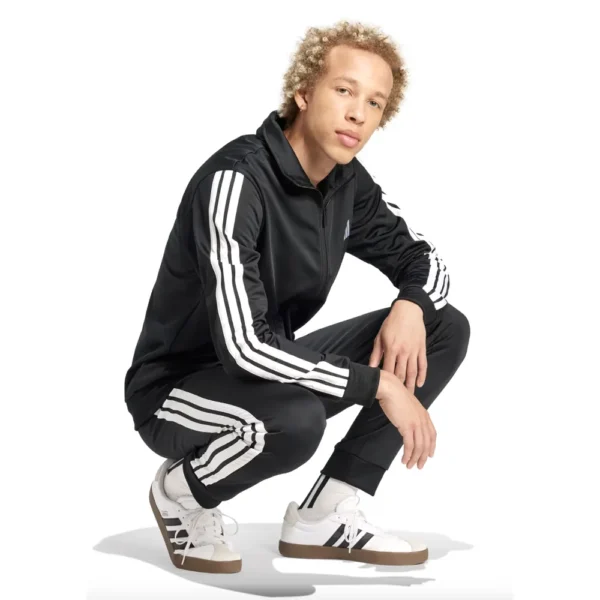 Adidas 3 Stripes Basic Tuta Completa Nero Bianco Uomo JI8858 acetata comoda palestra ginnastica casa