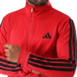 Adidas 3 Stripes Basic Tuta Completa Rosso Nero Uomo - immagine 2