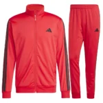 Adidas 3 Stripes Basic Tuta Completa Rosso Nero Uomo - immagine 3