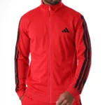 Adidas 3 Stripes Basic Tuta Completa Rosso Nero Uomo - immagine 5