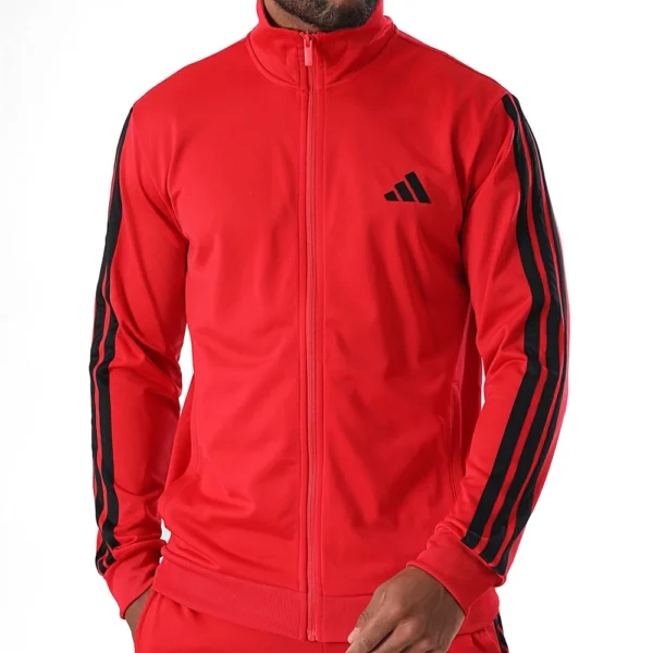 Adidas 3 Stripes Basic Tuta Completa Rosso Nero Uomo - immagine 5