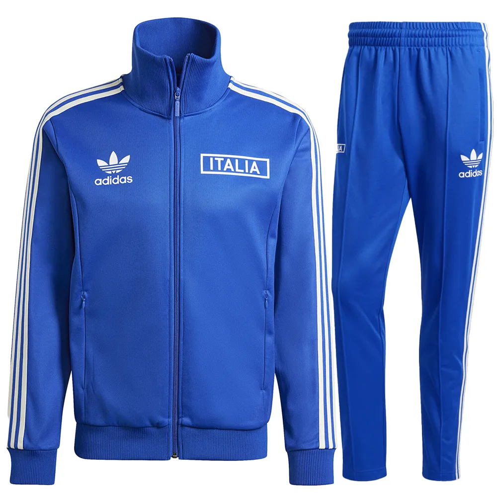 Adidas Originals ITALIA tuta Completa Blu IU2122-IU2121 - 1 Adidas Italia Beckenbauer Tuta Completa Blu Uomo IU2122/IU2121 nazionale calcio italia squadra