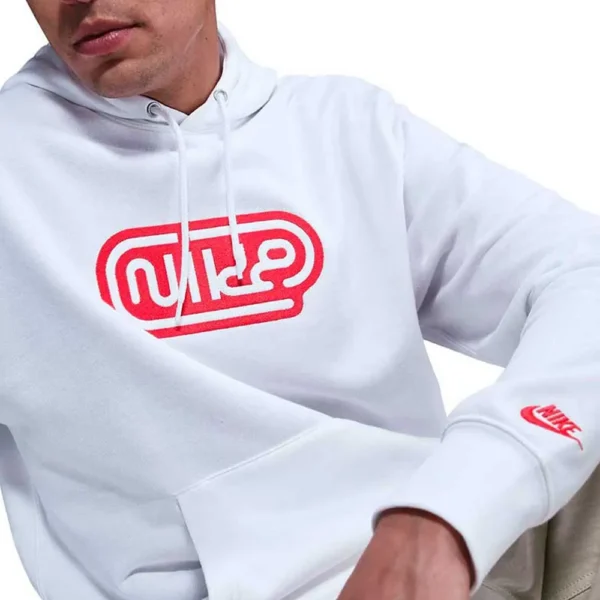 Nike Tuta Completa Club Ft Cappuccio Bianco Nero Uomo - immagine 4