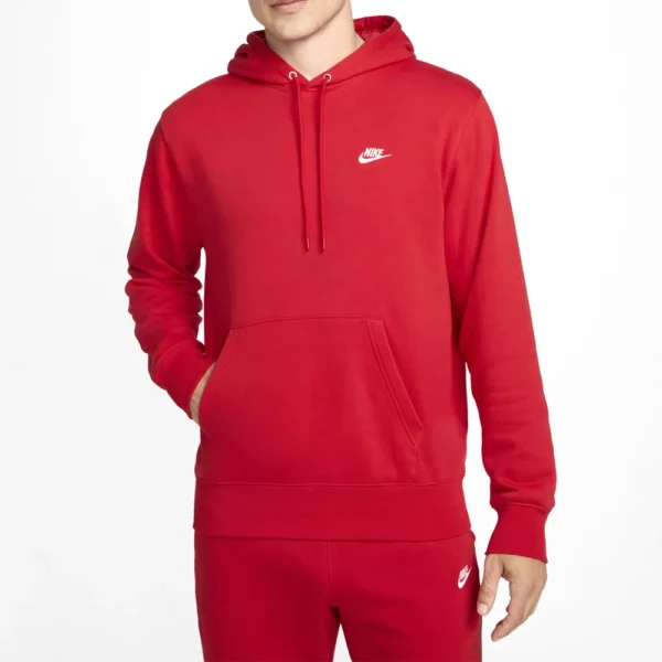Nike Club Fleece Tuta Completa Rosso Cappuccio Uomo FN3866-657/FN3801-657 Cotone garzato sport palestra ginnastica