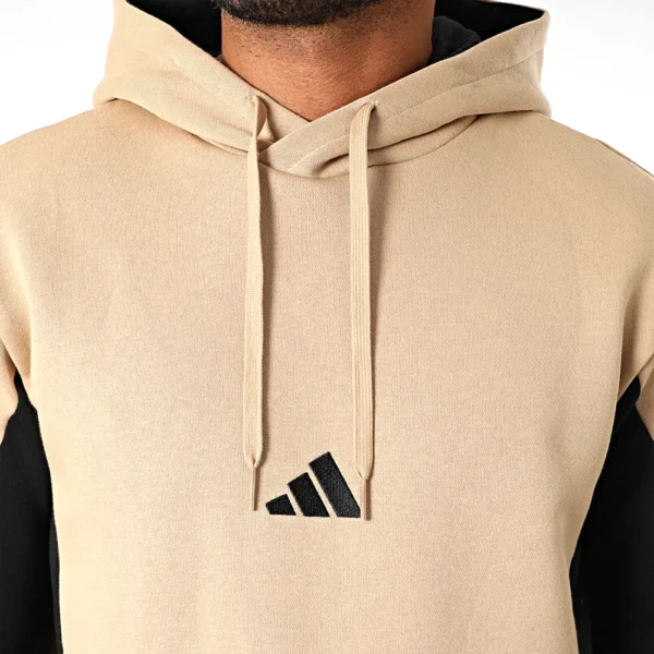 Adidas Tuta Completa French Terry Beige Nero Uomo Felpata Cappuccio KB5265