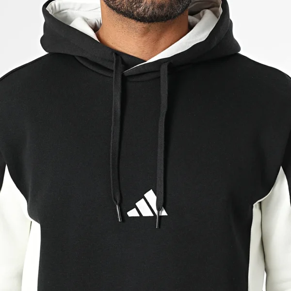 Adidas Tuta Completa French Terry Nero Bianco Uomo Felpata Cappuccio KB5264