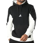 Adidas Tuta Completa French Terry Nero Bianco Uomo Felpata Cappuccio KB5264