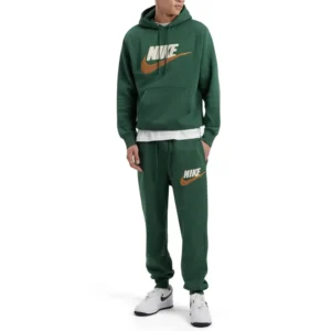 Nike Tuta Completa Club Fleece Verde Cappuccio Felpata Uomo FN3104-323/FN3094-323