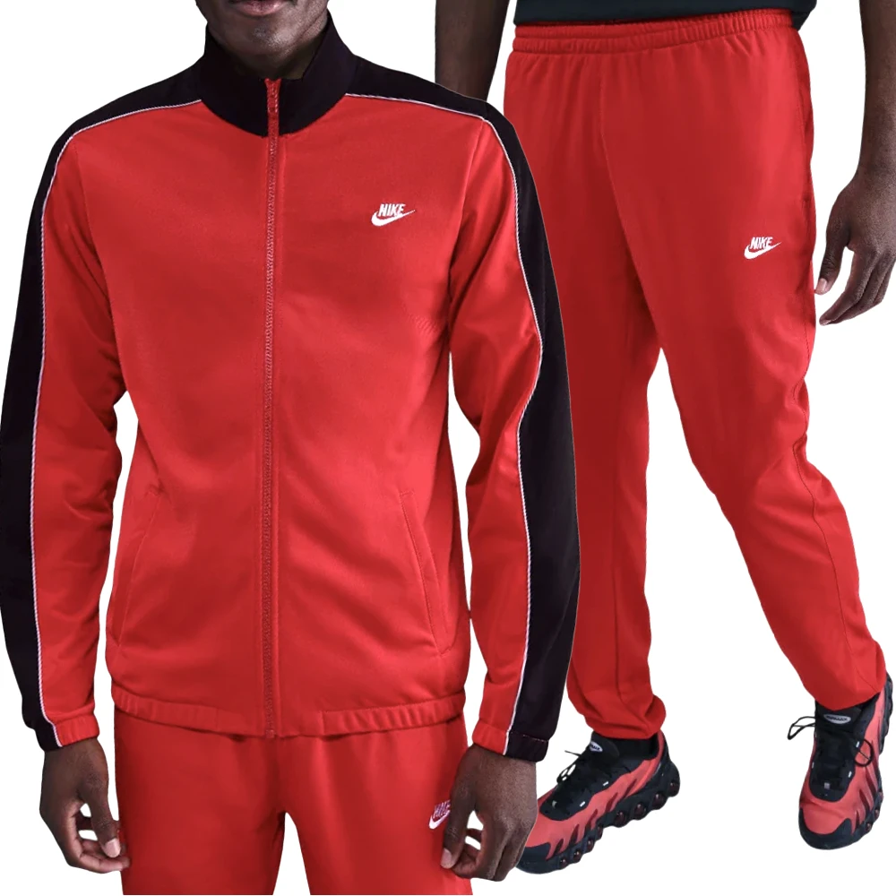 Nike Sportswear Club Poly-Knit Rossa nero Acetato Uomo HV1444-657 -1 Nike Tuta Completa Poly-Knit Rosso Uomo Acetato HV1444-657