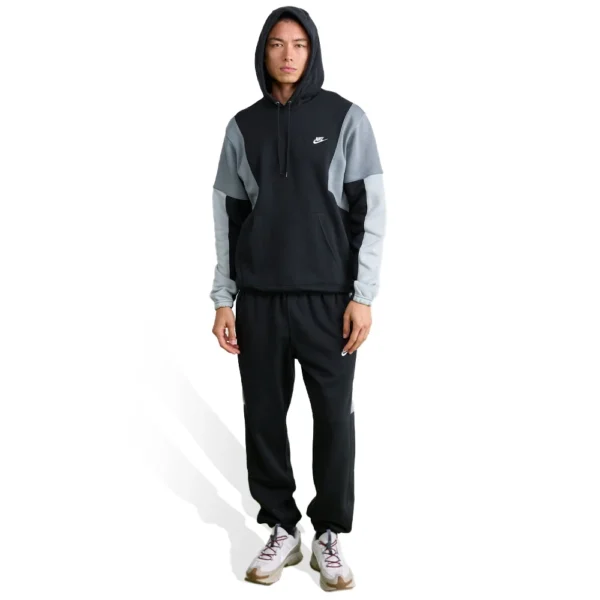 Nike Tuta Completa Club Fleece ColorBlock Nero Grigio Uomo Felpata Cappuccio HV1165-010