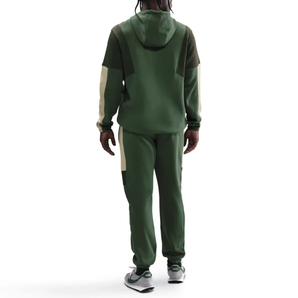 Nike Tuta Completa Club Fleece ColorBlock Verde Uomo Felpata Cappuccio HV1165-323