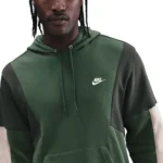 Nike Tuta Completa Club Fleece ColorBlock Verde Uomo Felpata Cappuccio HV1165-323