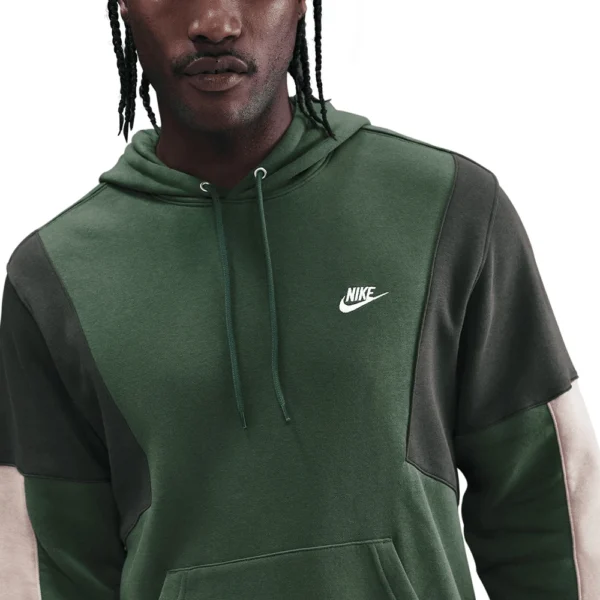 Nike Tuta Completa Club Fleece ColorBlock Verde Uomo Felpata Cappuccio HV1165-323