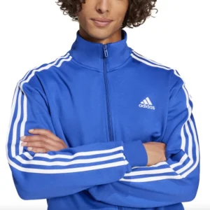 Adidas 3 Stripes Basic Tuta Completa Blu Nero Felpata Uomo IY6665